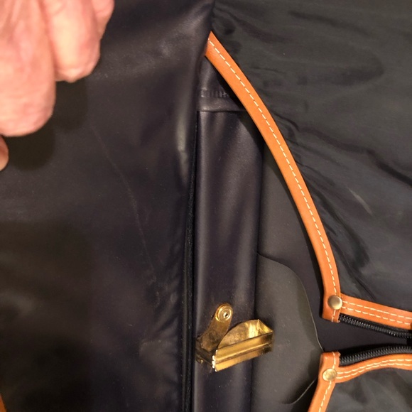 Vintage Royal Cophegan navy with brown trim travel garment hanging bag - Picture 9 of 16